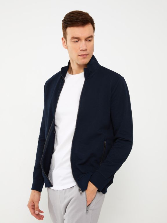 High Collar Long Sleeve Men's Sports Cardigan