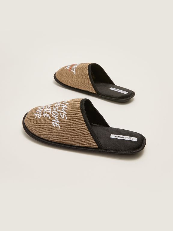 Embroidery Detailed Closed Front Men's House Slippers