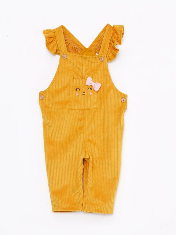 Square Collar Embroidery Detailed Baby Girl Velvet Loafers