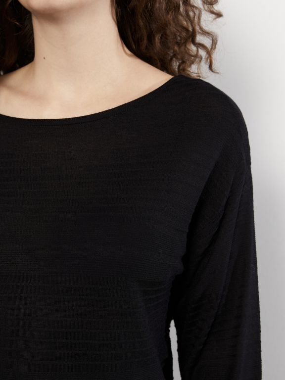 Boat Neck Regular Long Sleeve Women's Tricot Sweater