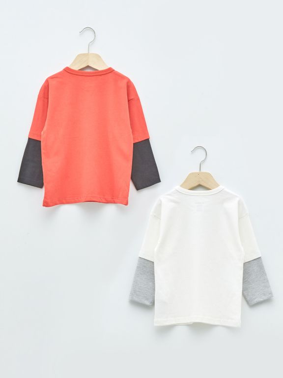 Crew Neck Long Sleeve Baby Boy T-shirt 2-Pack