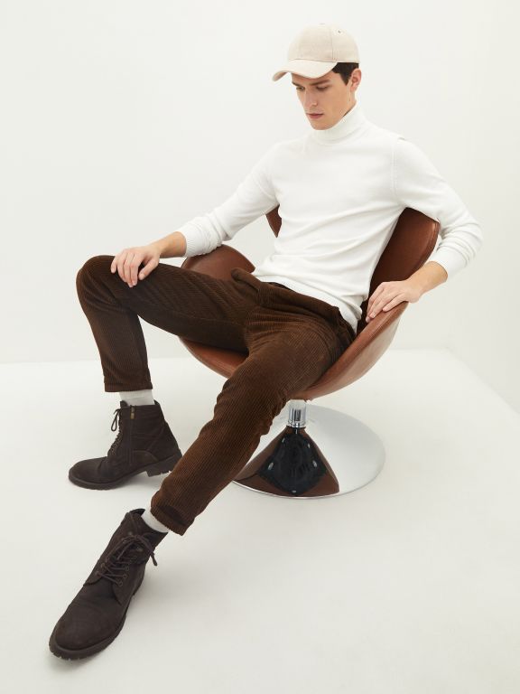 Turtleneck Long Sleeve Thin Men's Tricot Sweater
