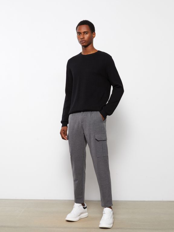 Crew Neck Long Sleeve Men's Tricot Sweater