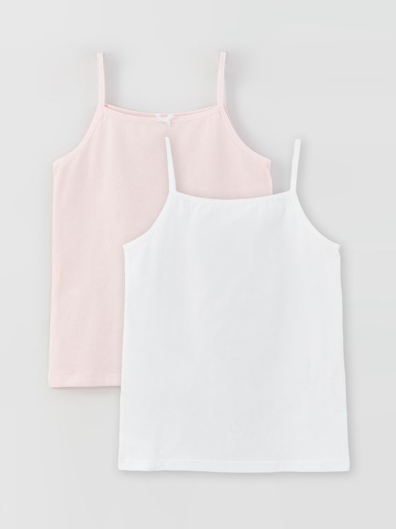 Square Collar Basic Strap Girls Athlete 2 Pack
