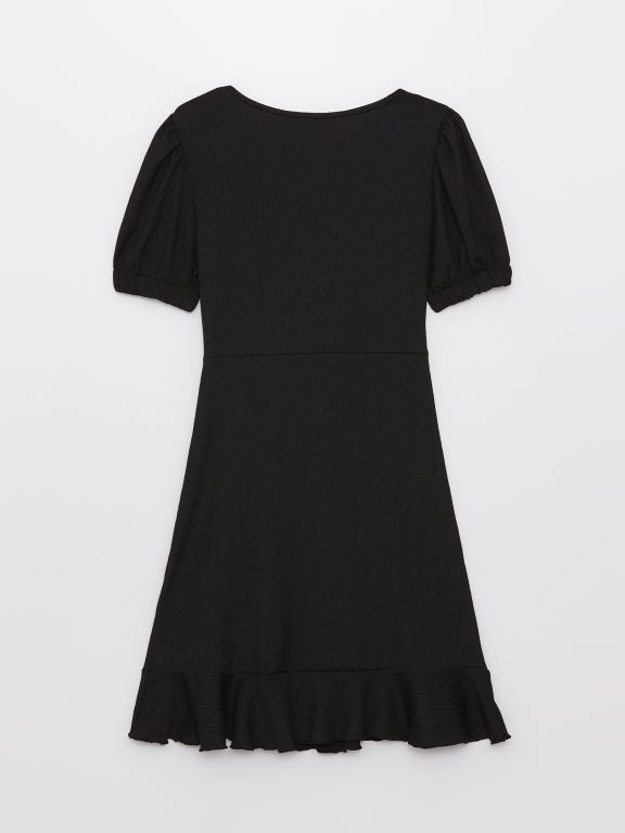 Square Collar Polka Dot Short Sleeve Women's Dress