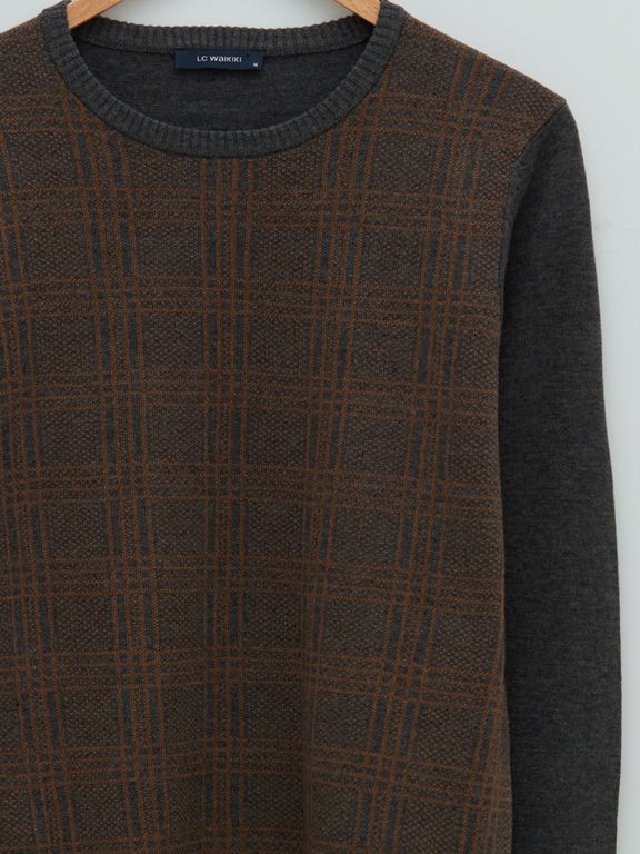 Crew Neck Long Sleeve Men's Tricot Sweater