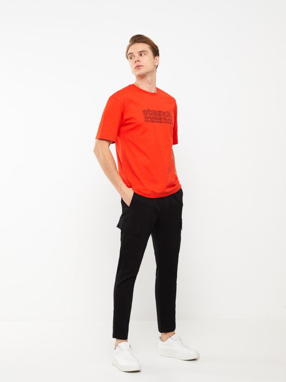 Crew Neck Short Sleeve Printed Combed Cotton Men's T-shirt