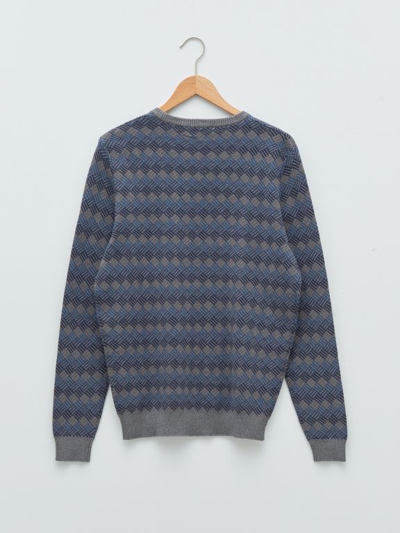 Crew Neck Long Sleeve Men's Tricot Sweater