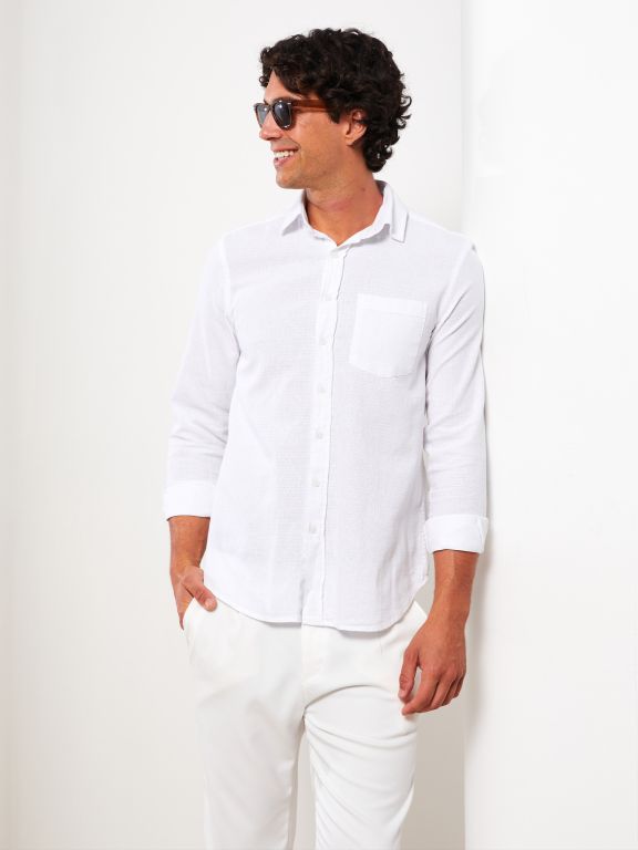 Regular Fit Long Sleeve Men's Poplin Shirt