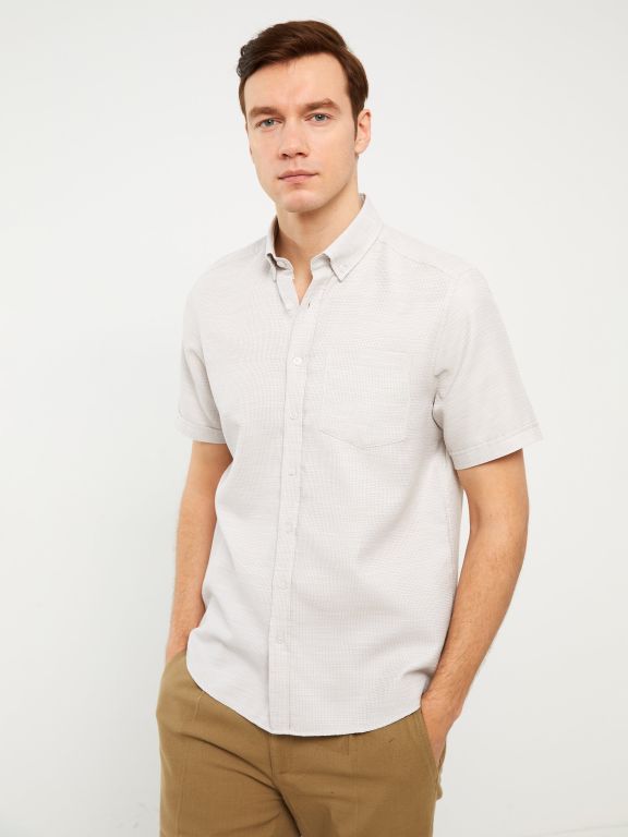 Regular Fit Men's Short Sleeve Dobby Shirt