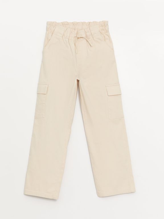 Basic Elastic Waist Girl Cargo Pants