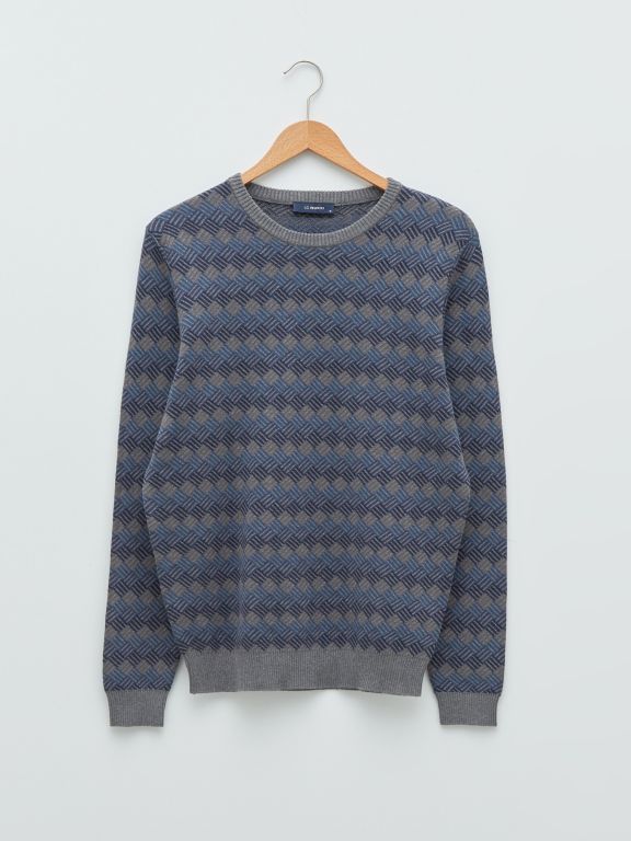 Crew Neck Long Sleeve Men's Tricot Sweater