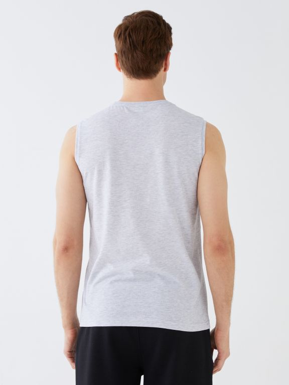 Crew Neck Printed Combed Cotton Men's Sleeveless T-Shirt