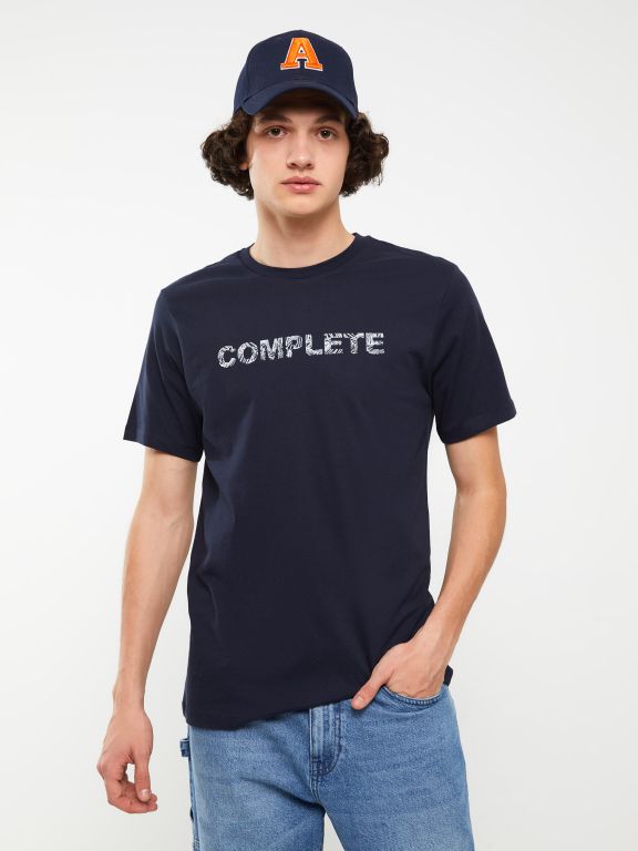 Crew Neck Short Sleeve Printed Combed Cotton Men's T-shirt