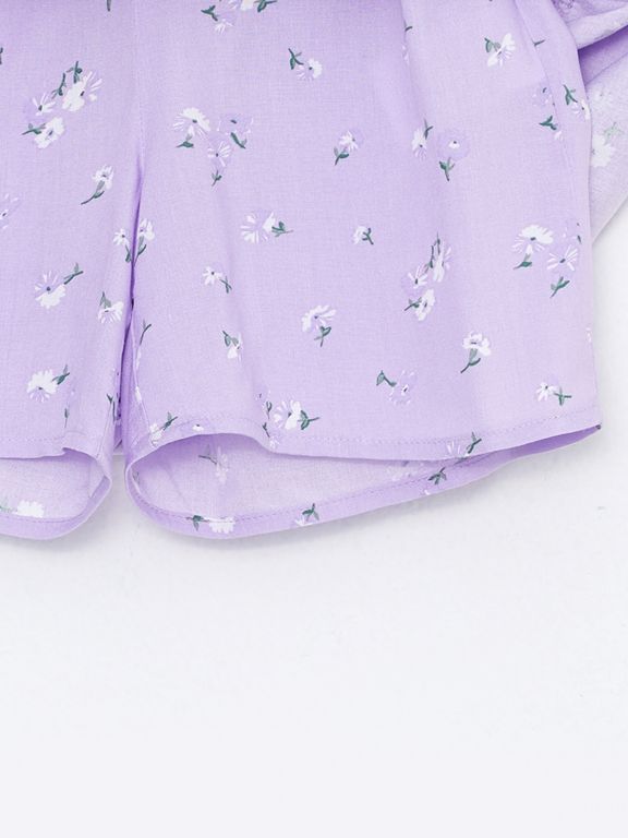 Elastic Waist Patterned Girl Short Skirt