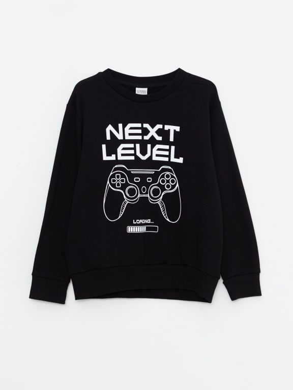 Crew Neck Printed Long Sleeve Boy Sweatshirt and Sweatpants