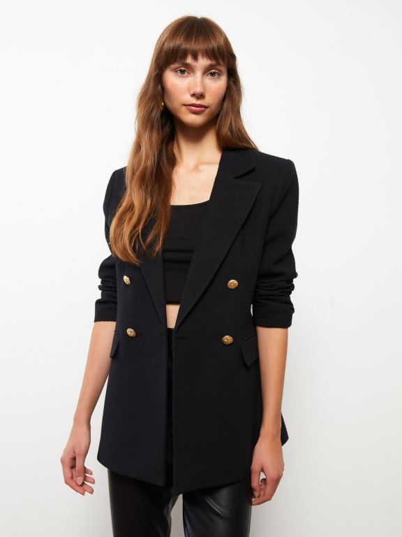 Regular Long Sleeve Tweed Women's Blazer Jacket