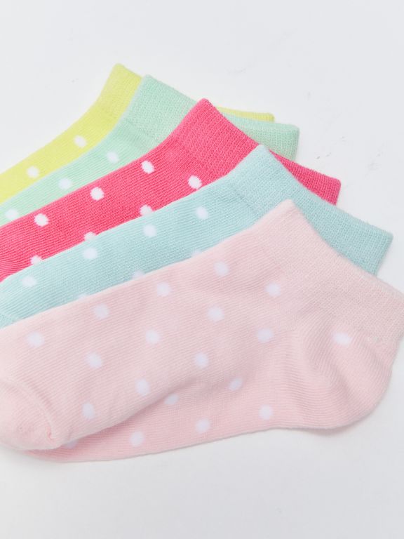 Polka Dot Girl Booties Socks 5 Pieces