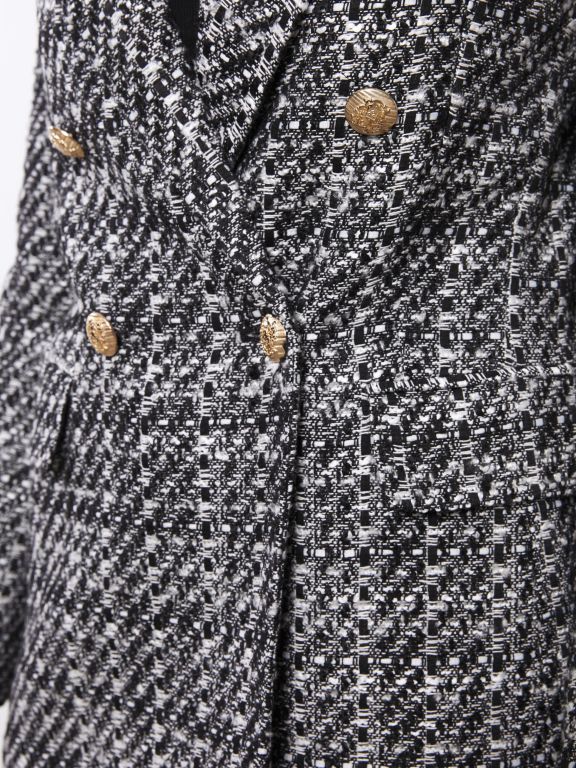 Patterned Long Sleeve Tweed Women's Blazer Jacket