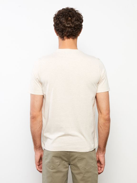 Crew Neck Short Sleeve Printed Combed Cotton Men's T-shirt