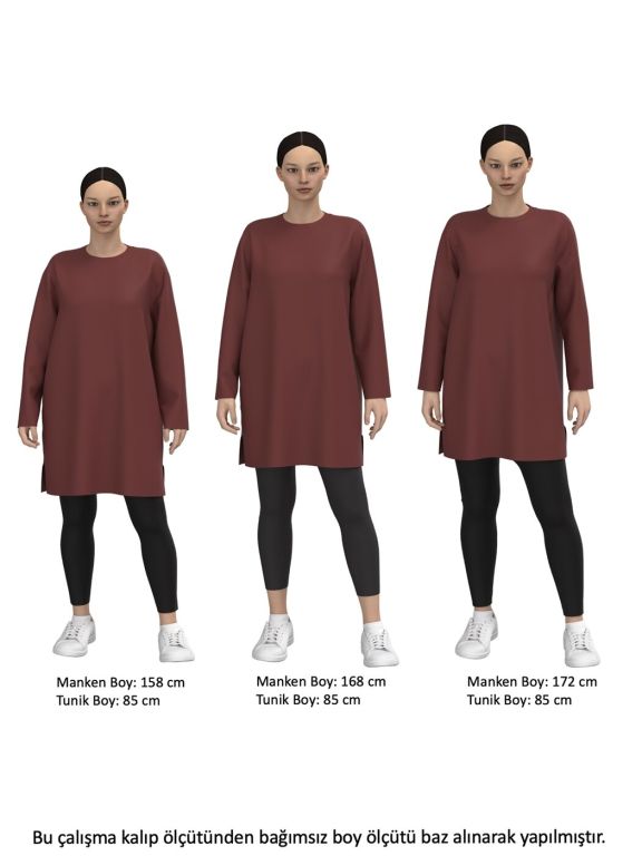 Shirt Neck Patterned Long Sleeve Oversize Viscose Women's Tunic