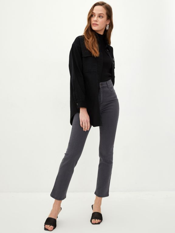 Skinny Fit Regular Pocket Detailed Women's Denim Trousers