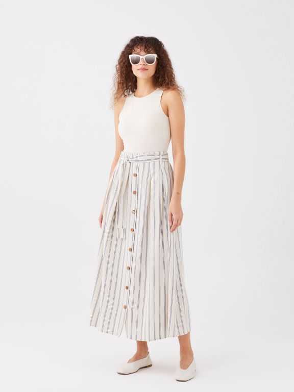 Elastic Waist Striped Women Skirt