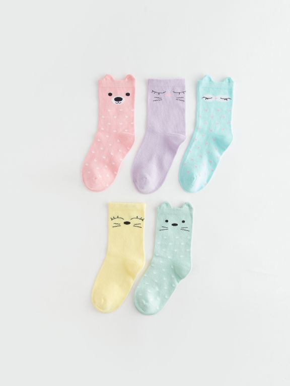 Patterned Girl Socket Socks 5-Pack