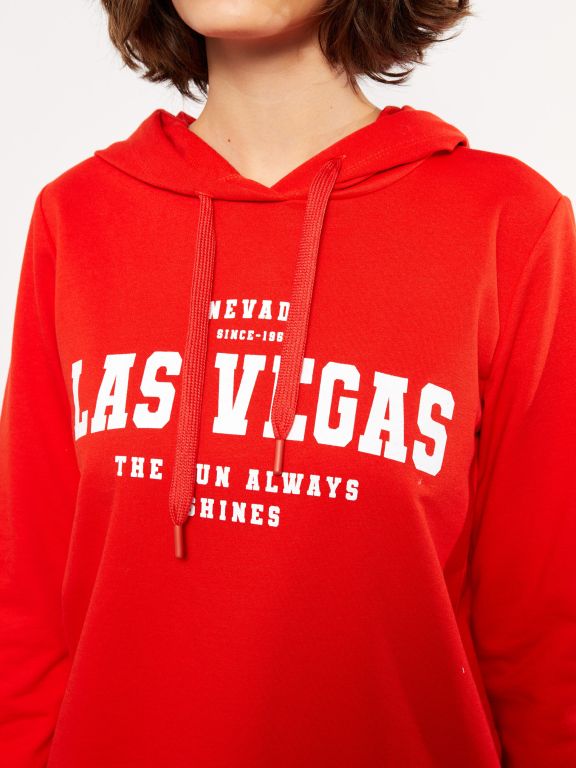 Hooded Printed Long Sleeve Women's Sweatshirt