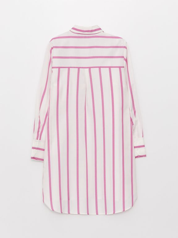 Shirt Collar Striped Long Sleeve Women's Tunic