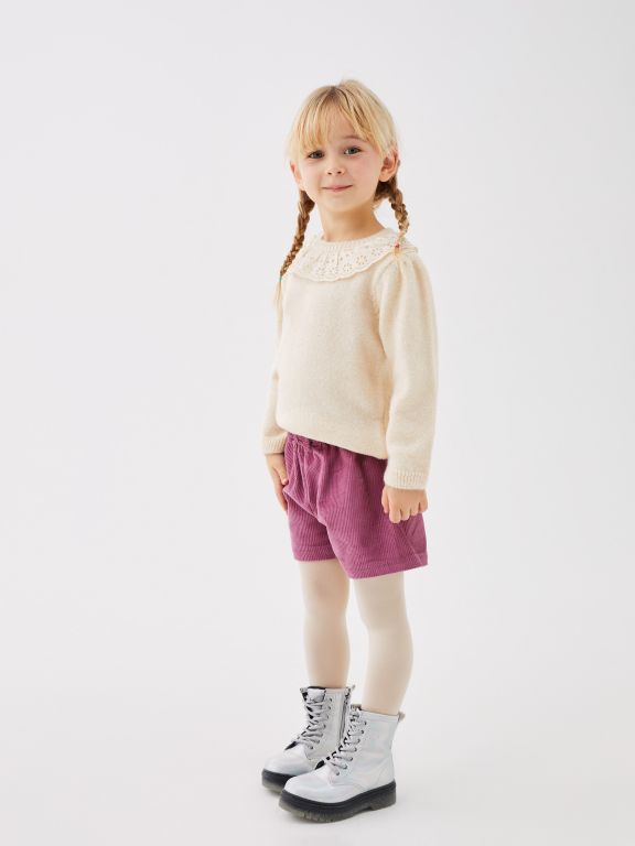 Crew Neck Long Sleeve Lace Detailed Baby Girl 3-Piece Set