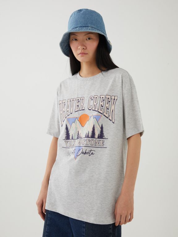 Crew Neck Printed Short Sleeve Oversized T-Shirt