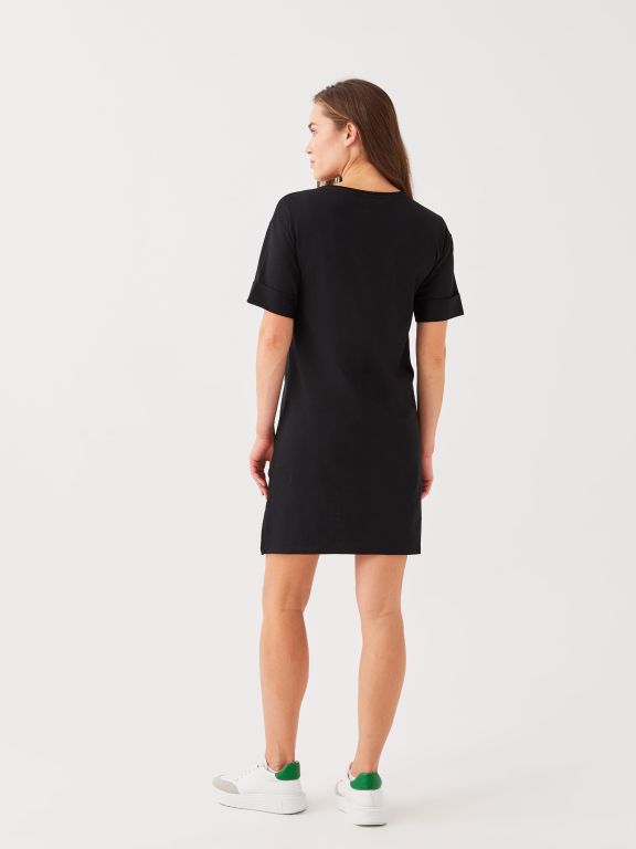 Crew Neck Printed Short Sleeve Maternity Dress