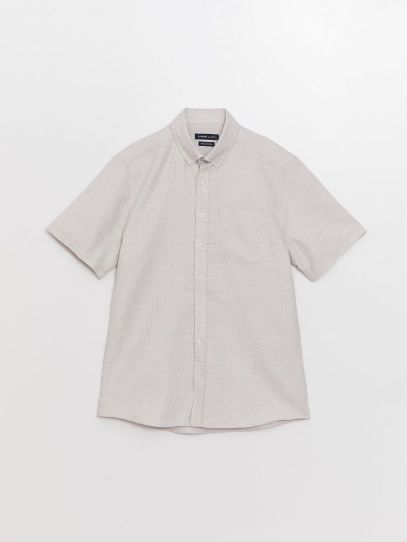 Regular Fit Men's Short Sleeve Dobby Shirt