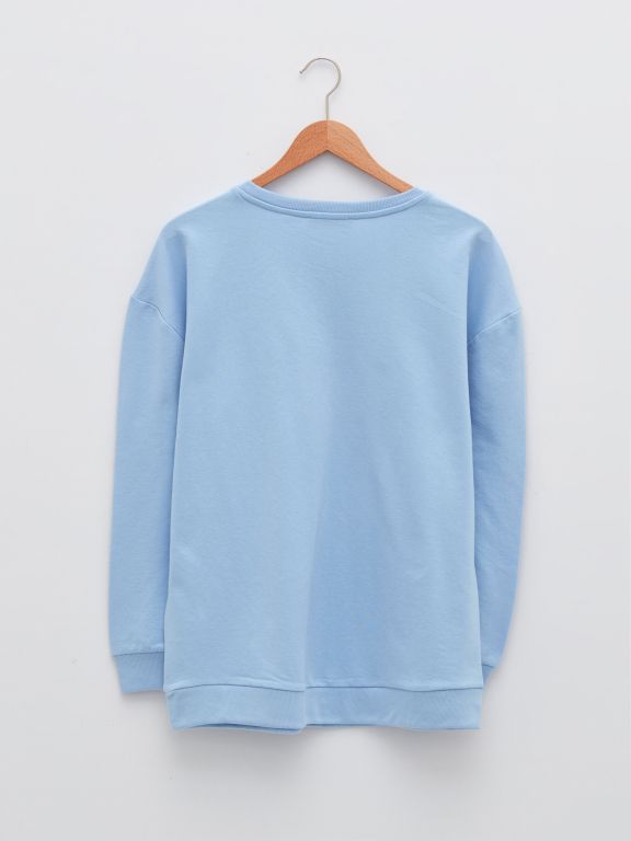 Crew Neck Printed Long Sleeve Women's Sweatshirt