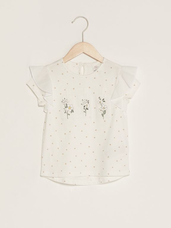 Crew Neck Short Sleeve Printed Baby Girl T-Shirt