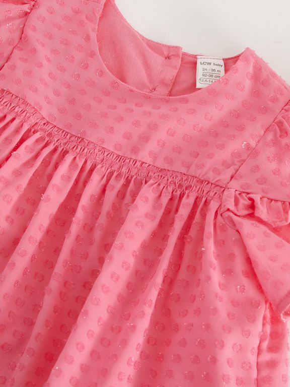 Crew Neck Self-Patterned Baby Girl Dress