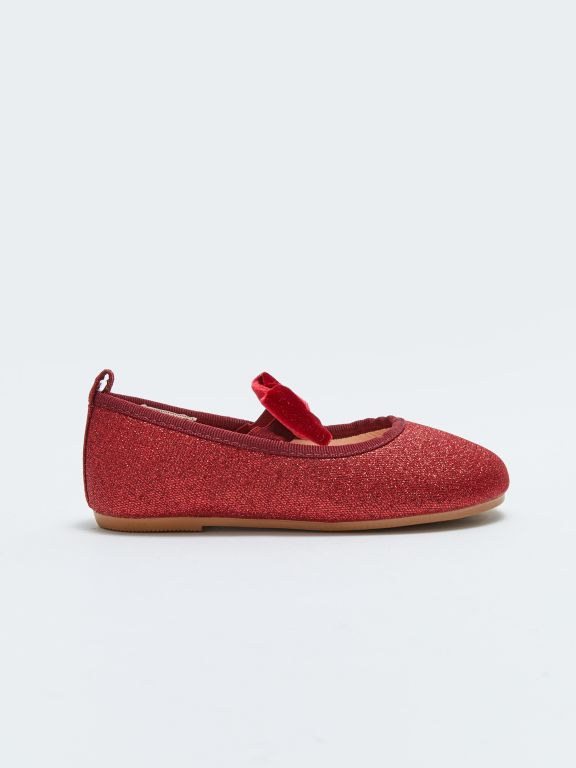 Silvery Bow Detailed Baby Girl Flats