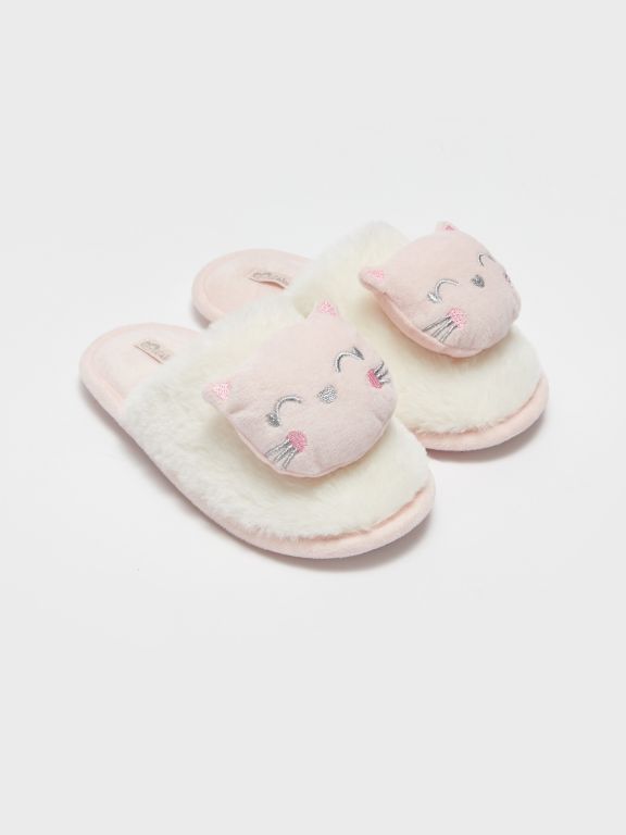 Printed Plush Girls' Indoor Slippers