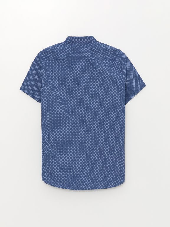 lim Fit Short Sleeve Patterned Men's Shirt