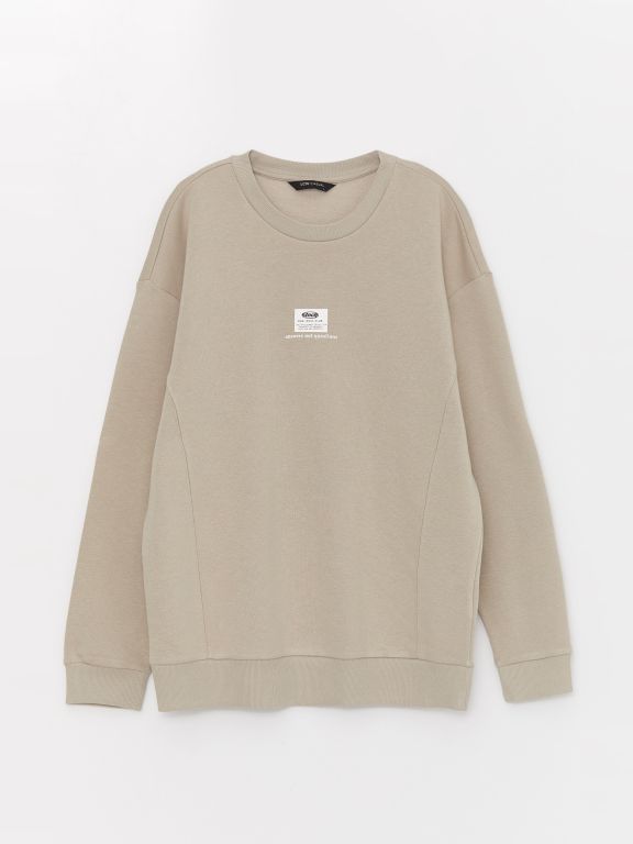 Crew Neck Long Sleeve Printed Men's Sweatshirt