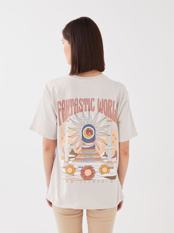 Crew Neck Printed Short Sleeve Women's T-shirt