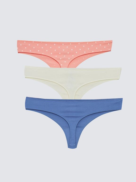 Patterned Women's Thong Panties 3 Pack