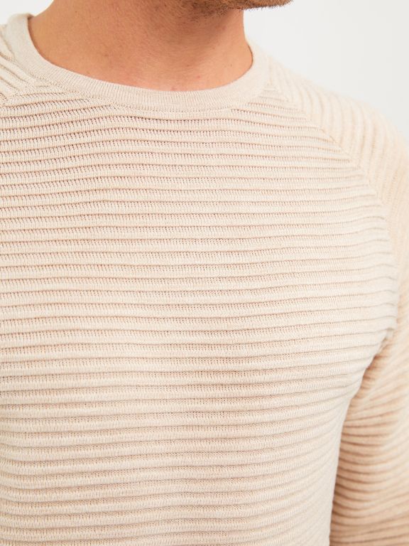 Crew Neck Long Sleeve Men's Tricot Sweater