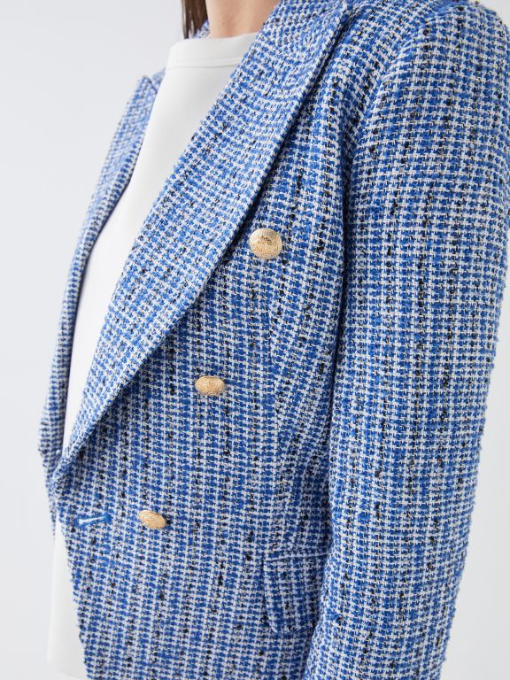 Patterned Long Sleeve Women's Tweed Blazer Jacket
