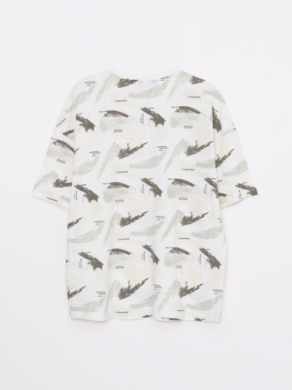 Oversize Crew Neck Short Sleeved Printed Combed Cotton Men's T-Shirt