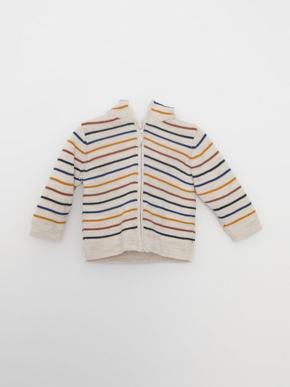 Hooded Long Sleeve Striped Baby Boy Knitwear Cardigan