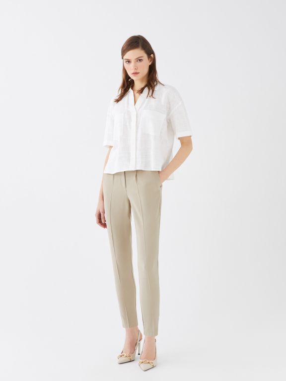 Women's High-Waisted Carrot Cut Plain Pants