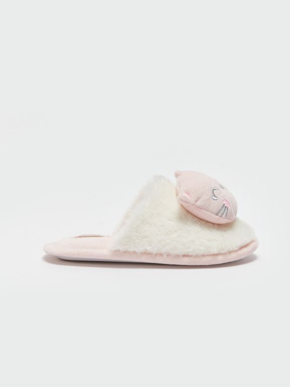 Printed Plush Girls' Indoor Slippers