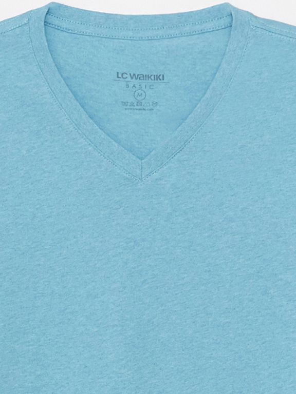 V Neck Short Sleeve Combed Cotton Men's T-shirt